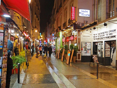 Restaurants de Saint-Michel, rue de la Huchette, Paris
